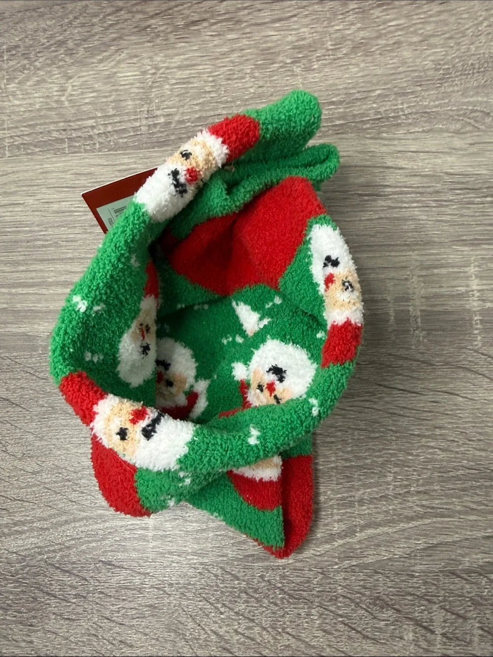 Wondershop Christmas Green & Red Santa Fuzzy Crew Socks One Size
